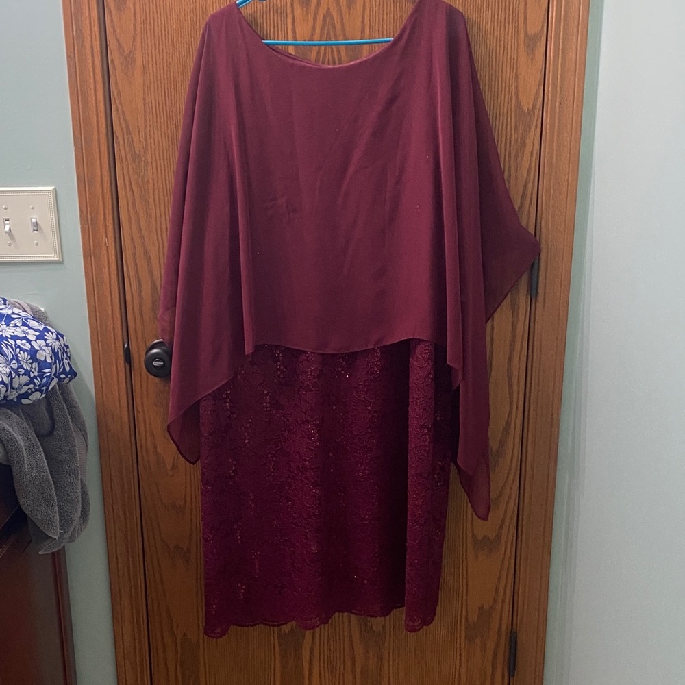 Ronni Nicole Asymmetrical Burgundy Dress size 20w